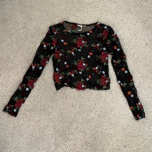 Urban Outfitters Floral Mesh long sleeve shirt